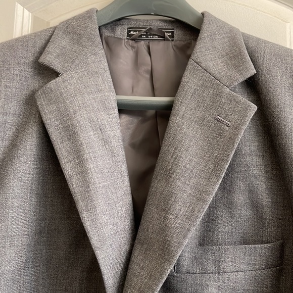 📸Bernhard Altmann Gray Men Suit Jacket Blazer Bronze Crescent Buttons 44 Long - Picture 13 of 17